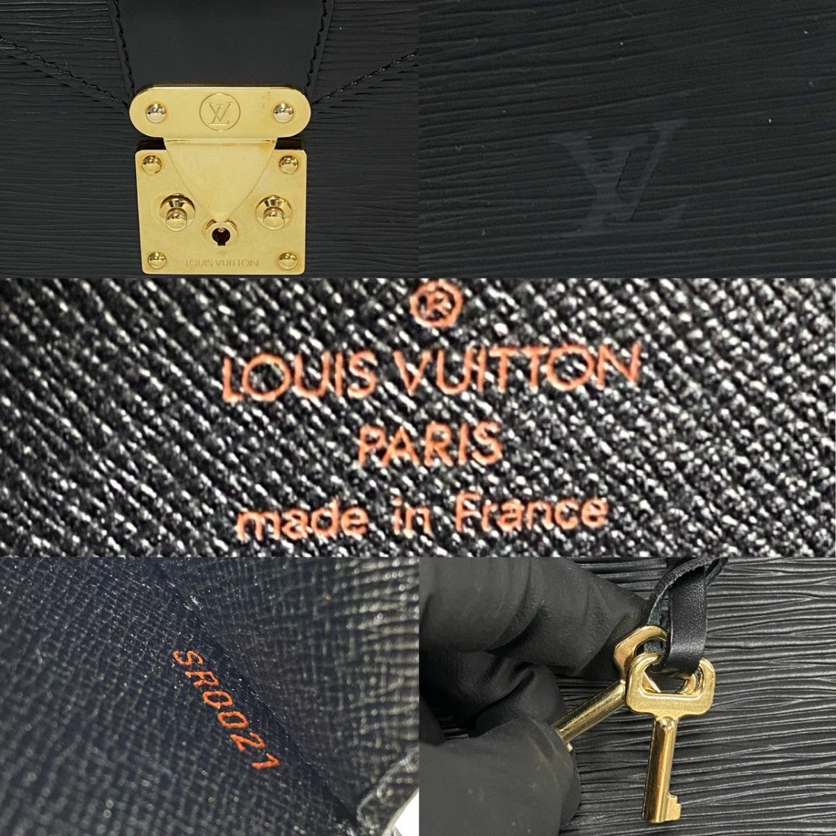LOUIS VUITTON Business bag leather black Epi Serviette Ambassador mens