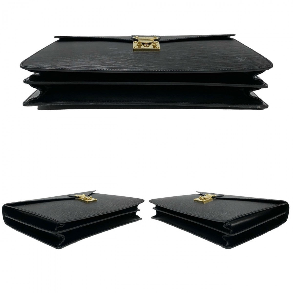 LOUIS VUITTON Business bag leather black Epi Serviette Ambassador mens