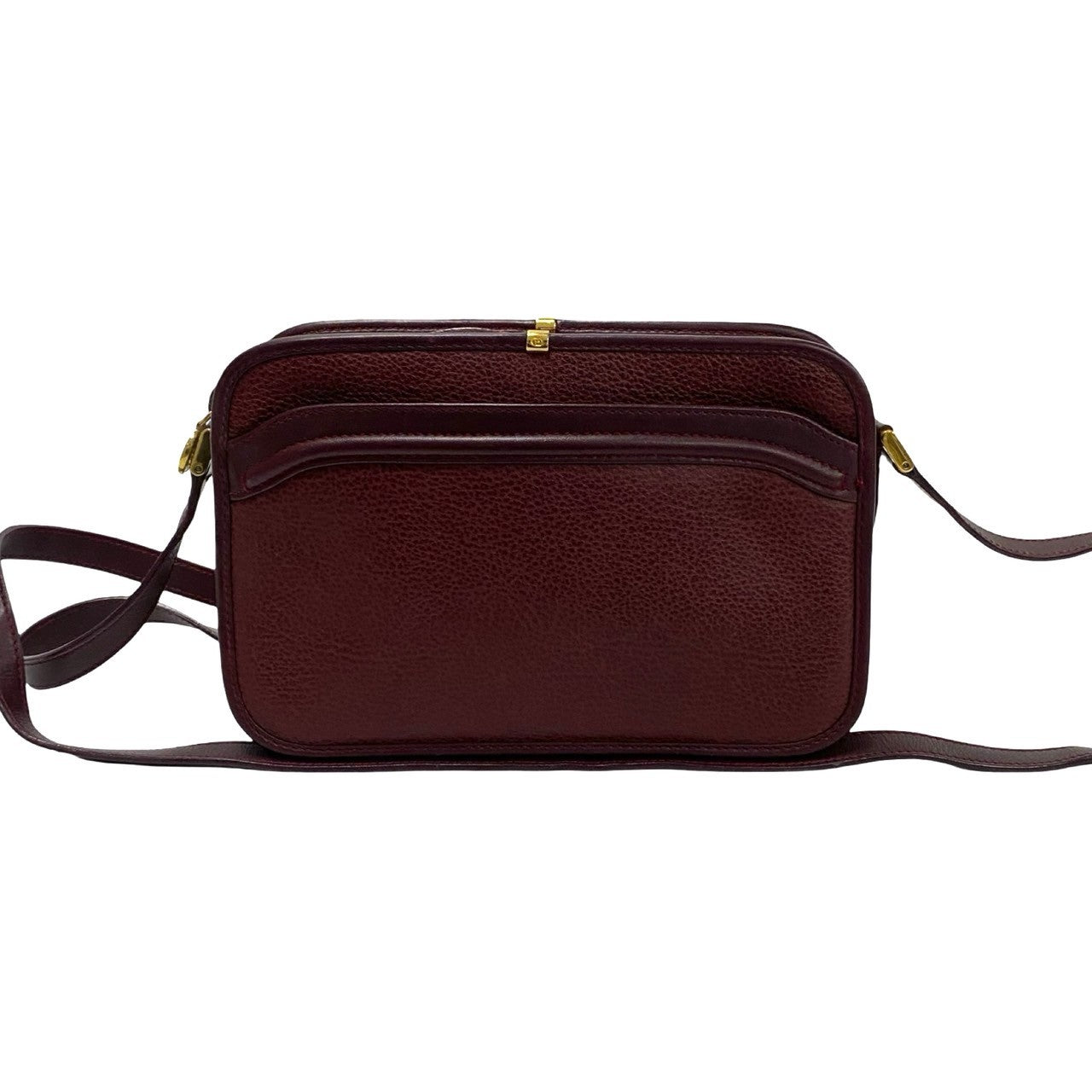 GUCCI Shoulder Bag leather wine-red GG logo Metal Women