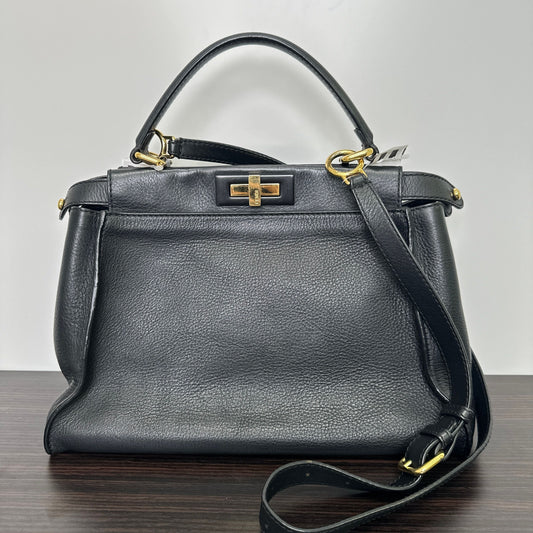 Fendi Black Leather Large Selleria Peekaboo Top Handle Bag Fendi LB107965