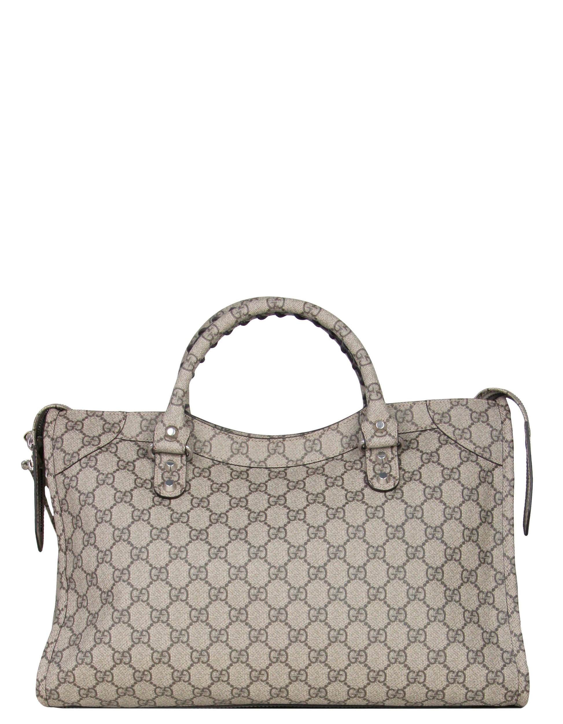 Balenciaga X Gucci GG Supreme Beige Ebony Monogram Neo Classic City Bag