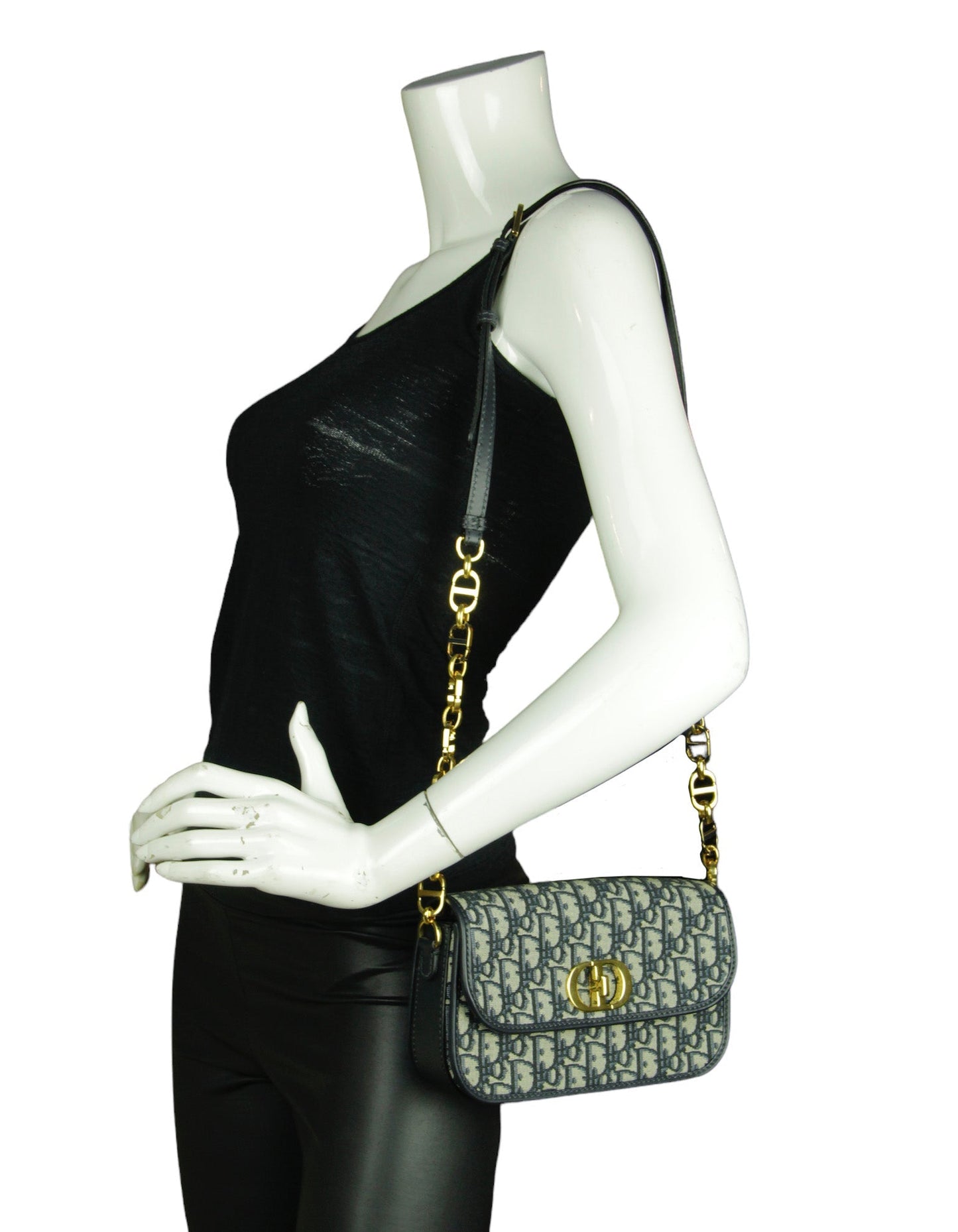 Christian Dior Blue Oblique Jacquard Monogram 30 Montaigne Avenue Bag