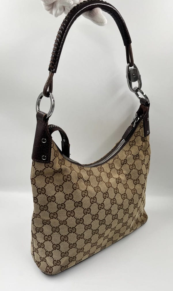 Gucci Leather Canvas Shoulder Bag Style 20