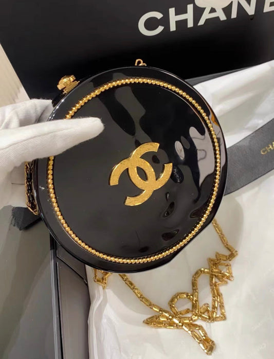 Chanel MinaudiÃ¨re Limited Edition Black Plexiglass & Gold Owl Gold-Tone Hardware
