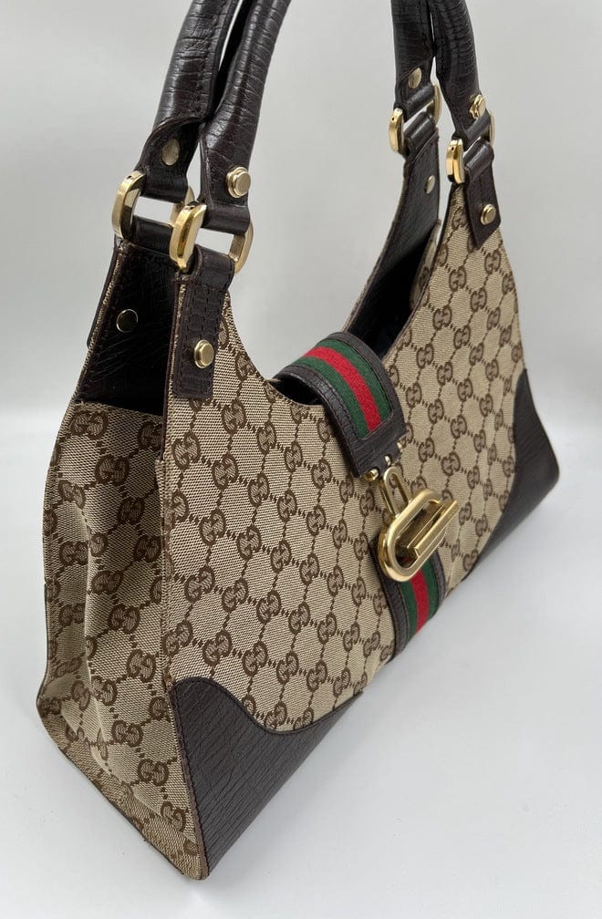 Gucci Jackie Leather Canvas Shoulder Bag Style 15
