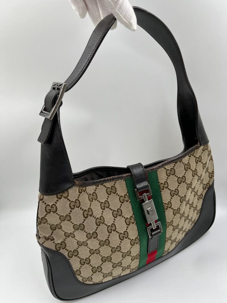 Gucci Jackie Leather Canvas Shoulder Bag Style 14