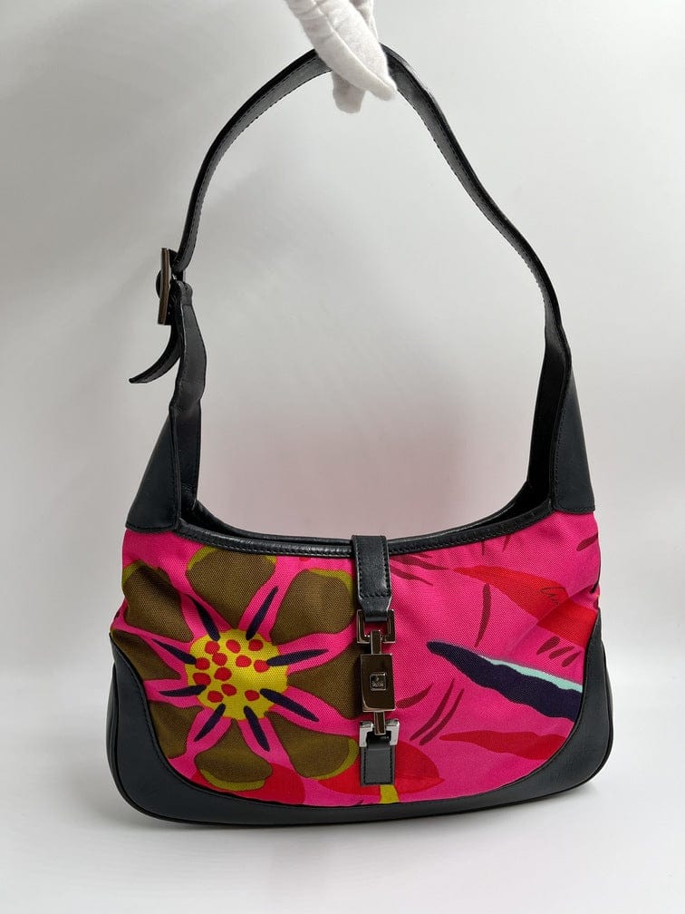 Gucci Jackie Leather Nylon Shoulder Bag Style 2