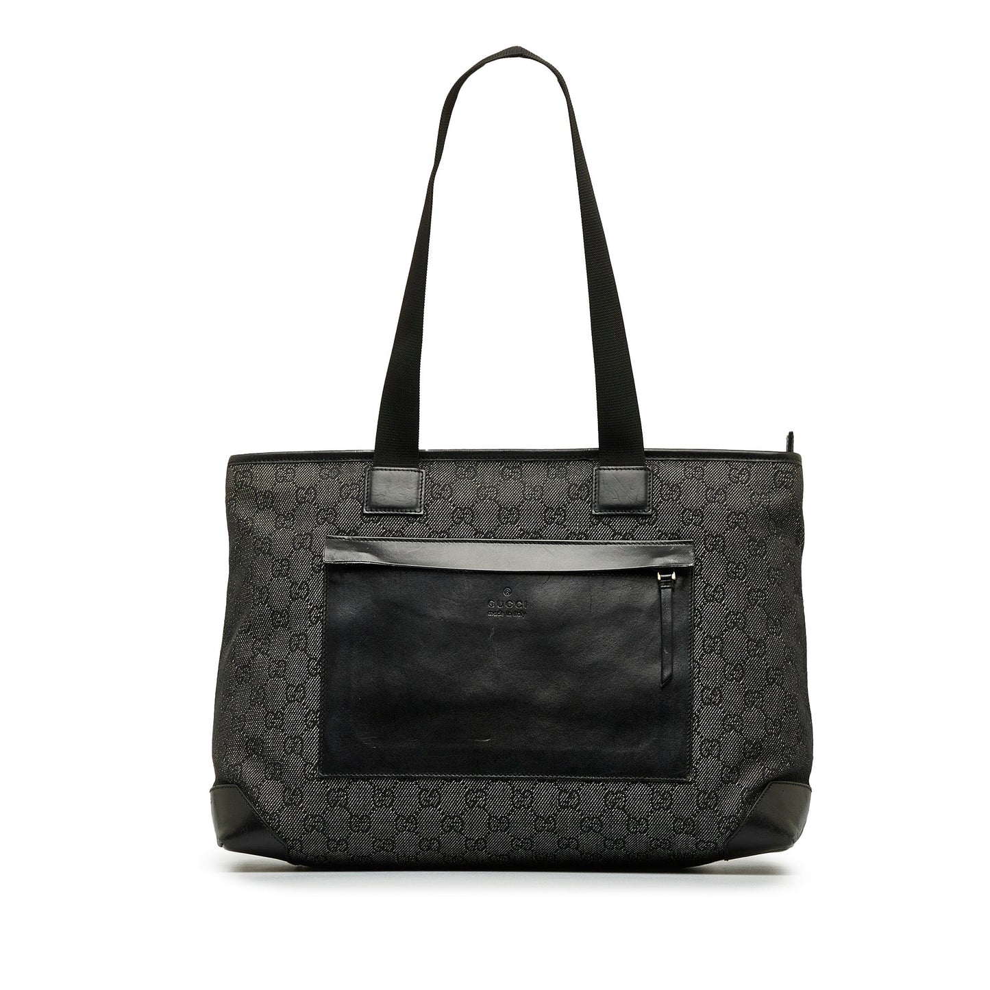 Gucci Black Leather Canvas Tote Style 14