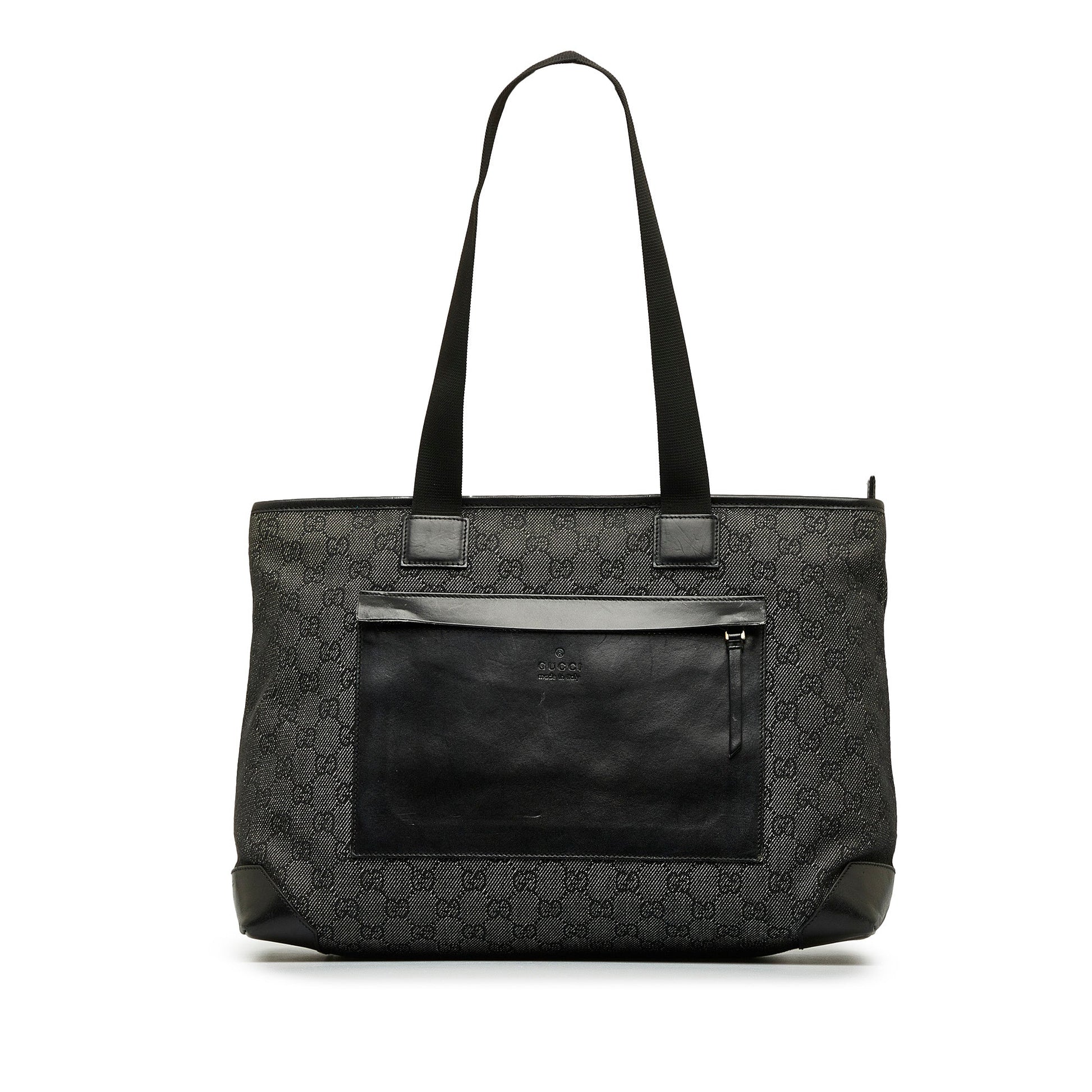 Gucci Black Leather Canvas Tote Style 14