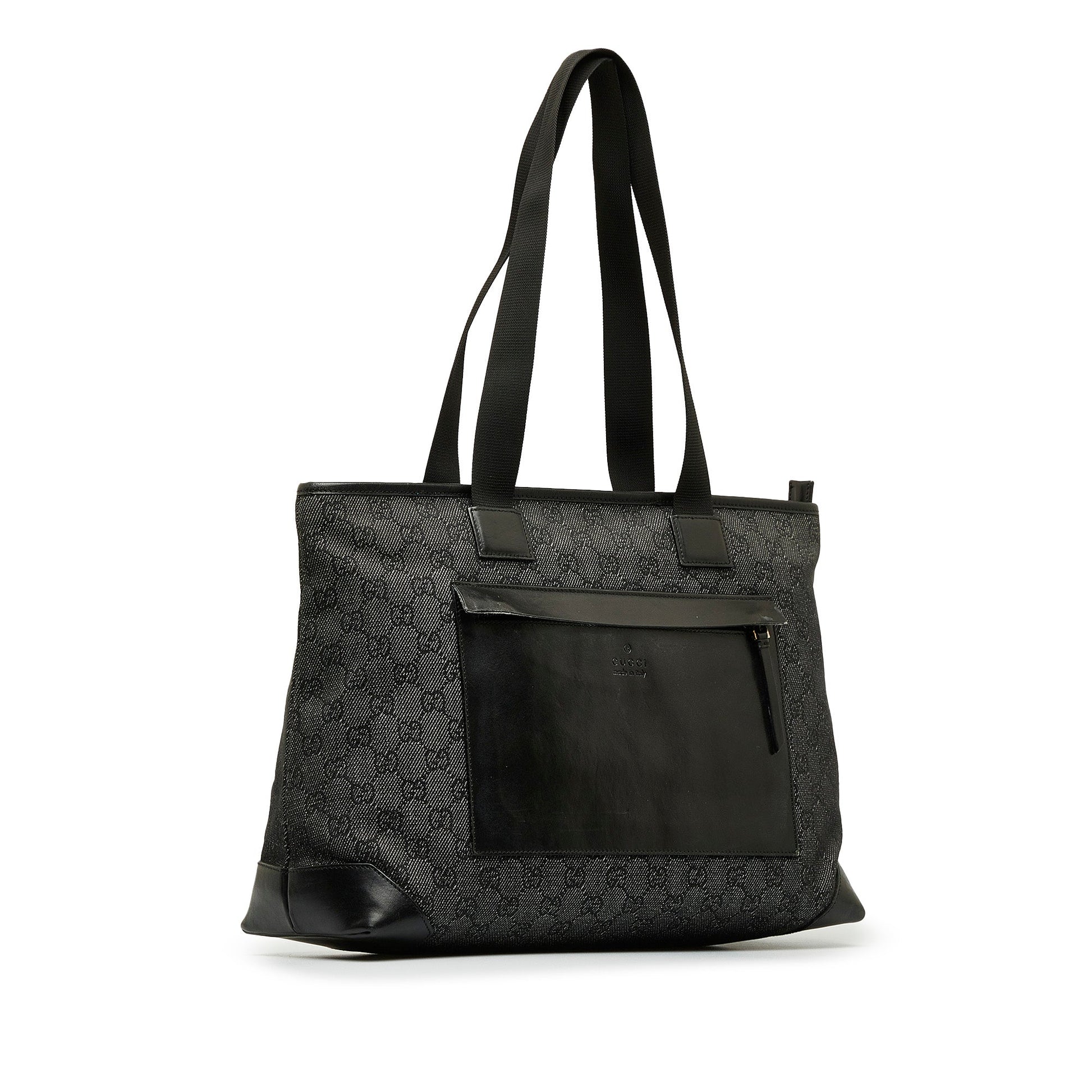 Gucci Black Leather Canvas Tote Style 14