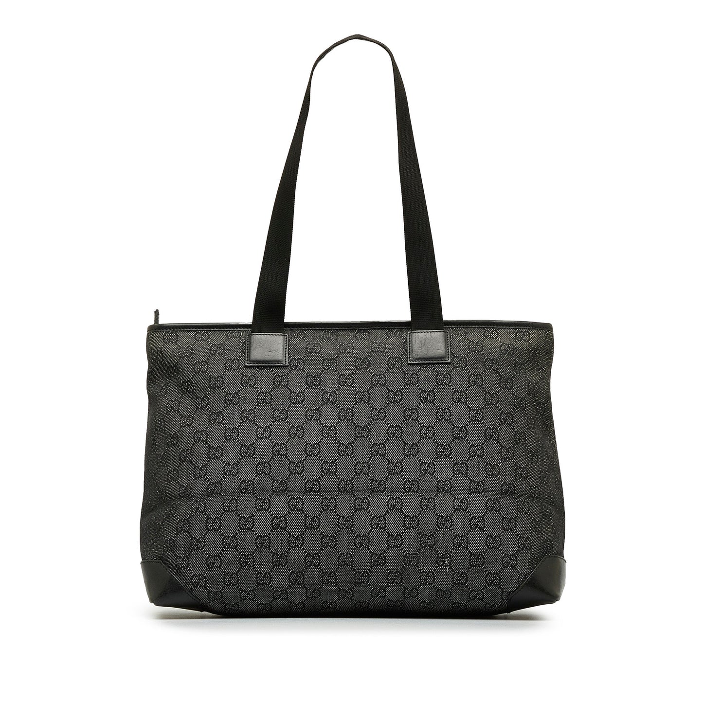 Gucci Black Leather Canvas Tote Style 14