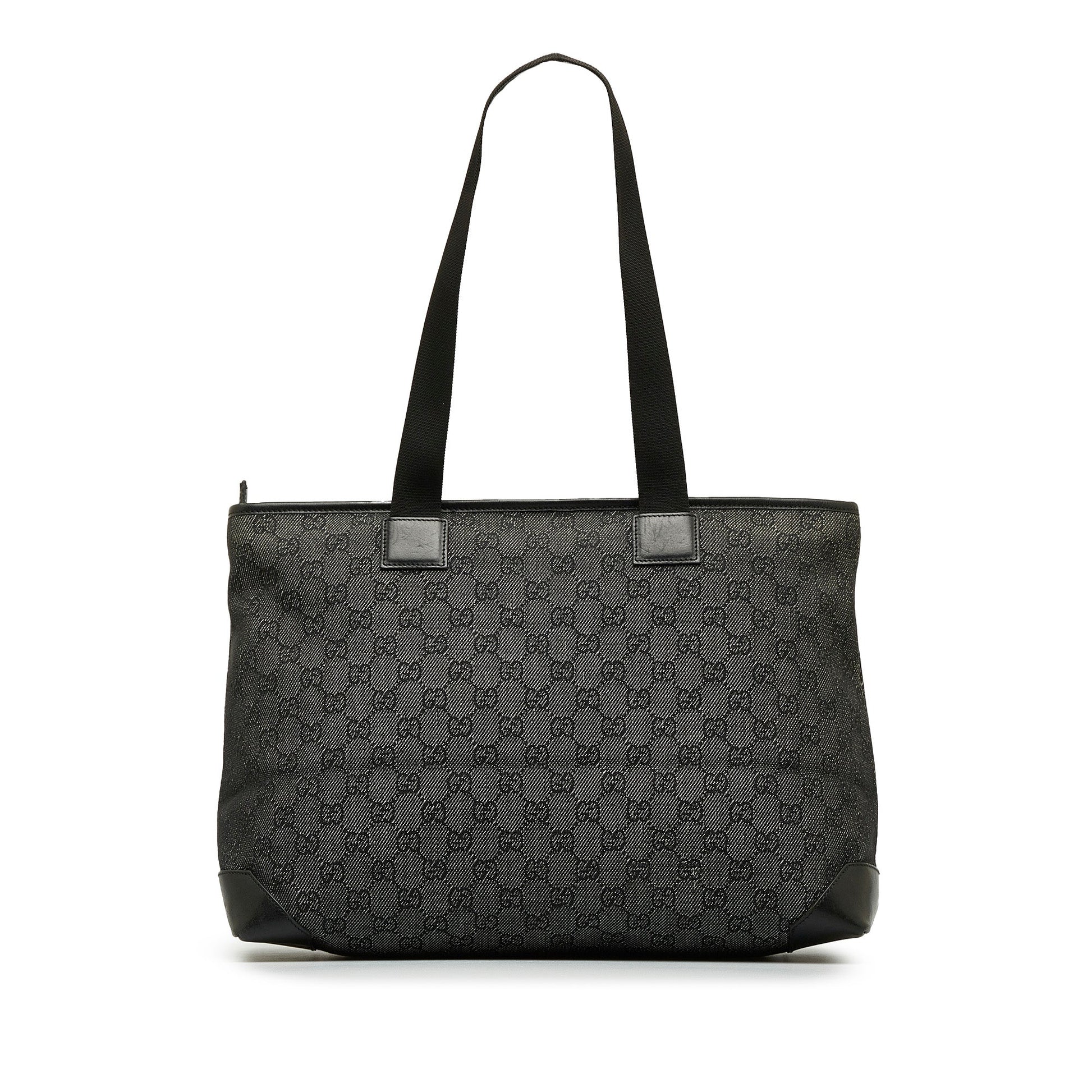 Gucci Black Leather Canvas Tote Style 14