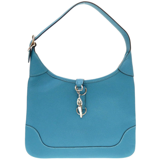 HERMES Shoulder Bag Shave Turquoise Trim 24