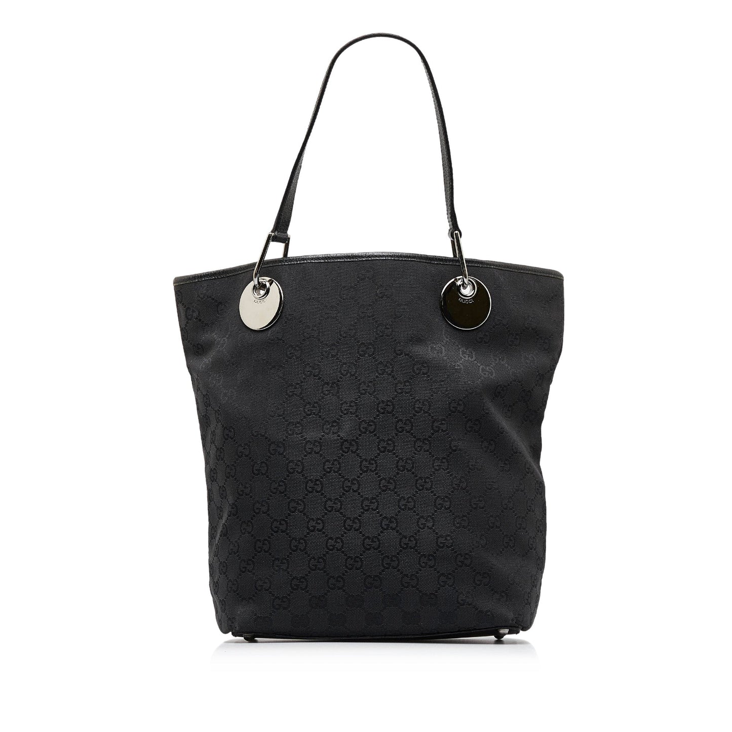 Gucci Black Leather Canvas Tote Style 19