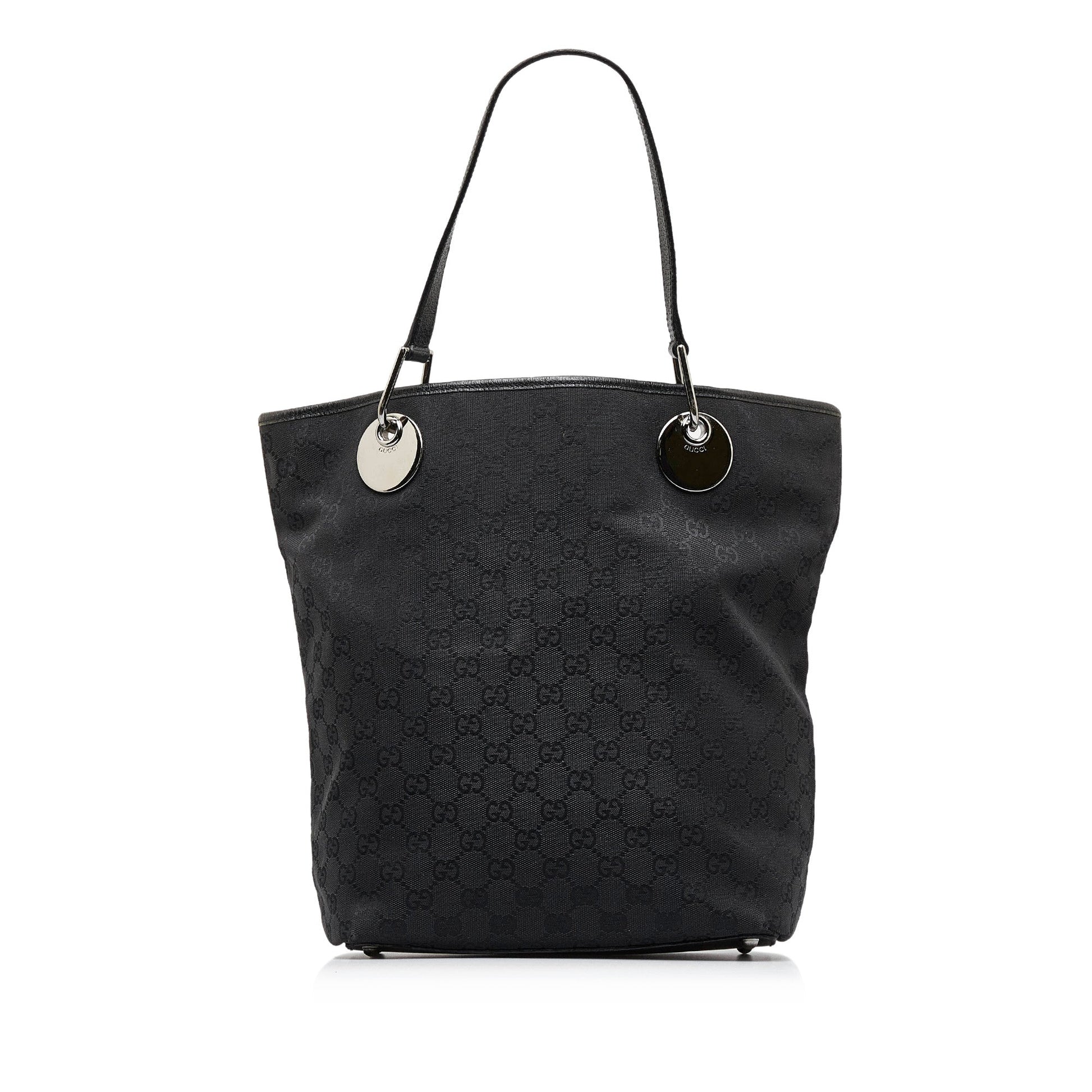 Gucci Black Leather Canvas Tote Style 19