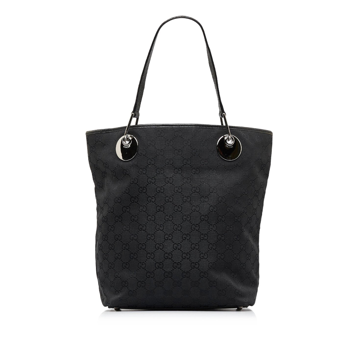 Gucci Black Leather Canvas Tote Style 19