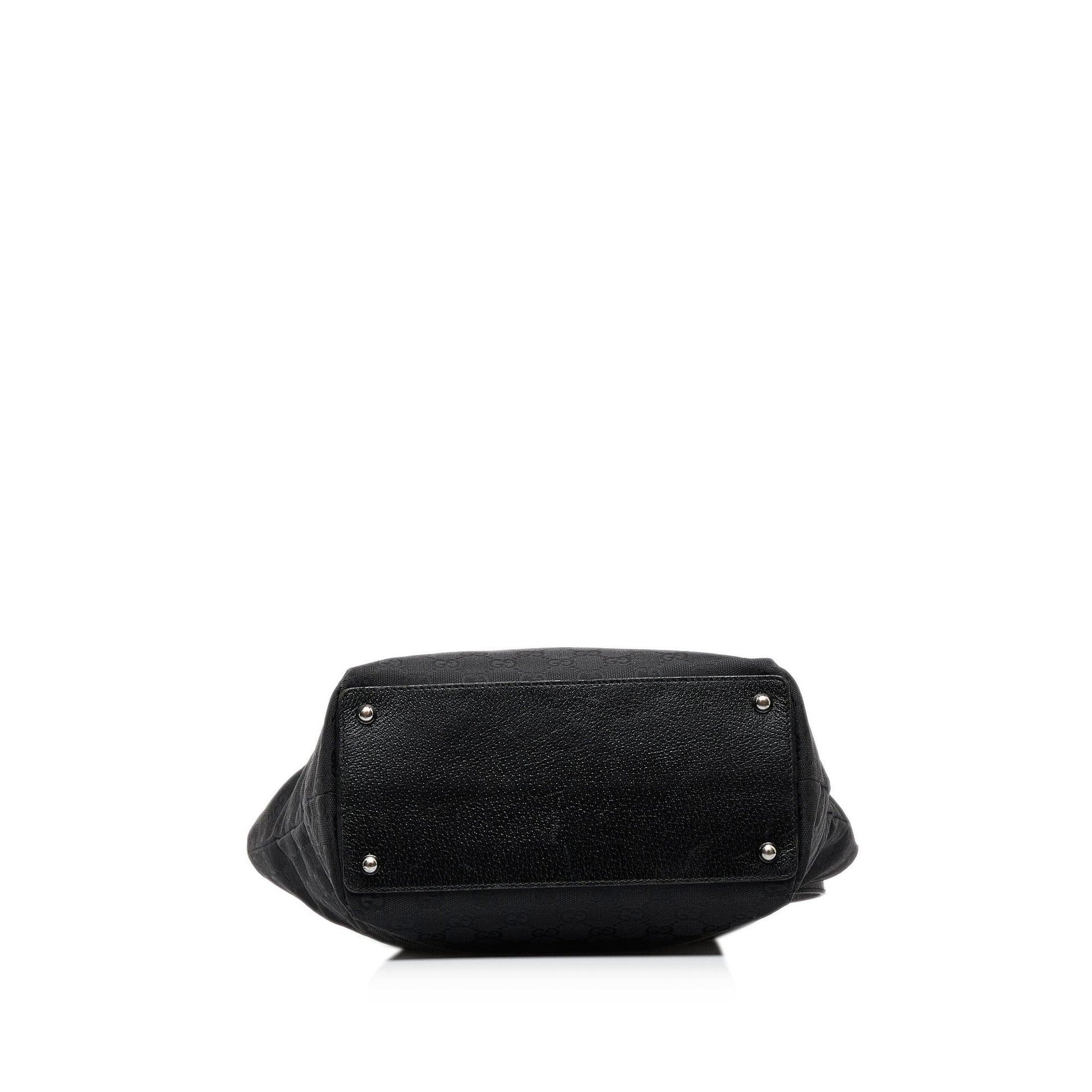 Gucci Black Leather Canvas Tote Style 19