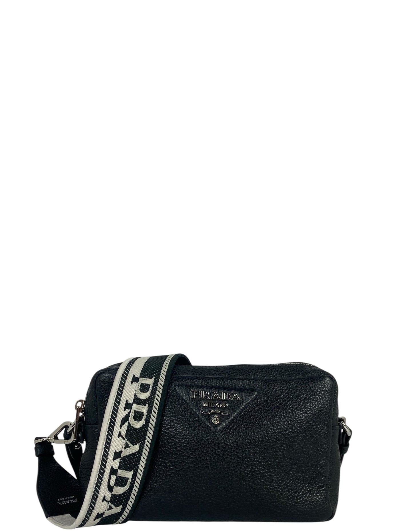 Prada Black Leather Flou Camera Bag