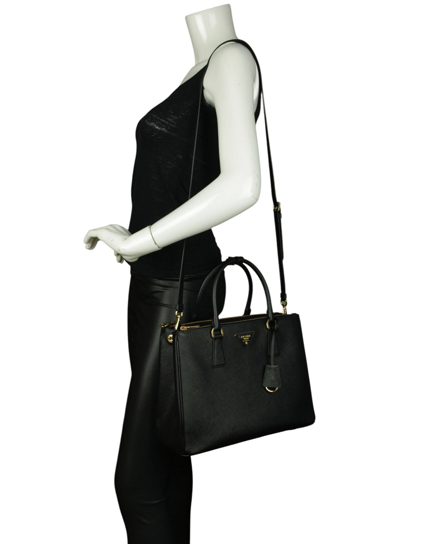 Prada Black Saffinao Leather Large Galleria Tote