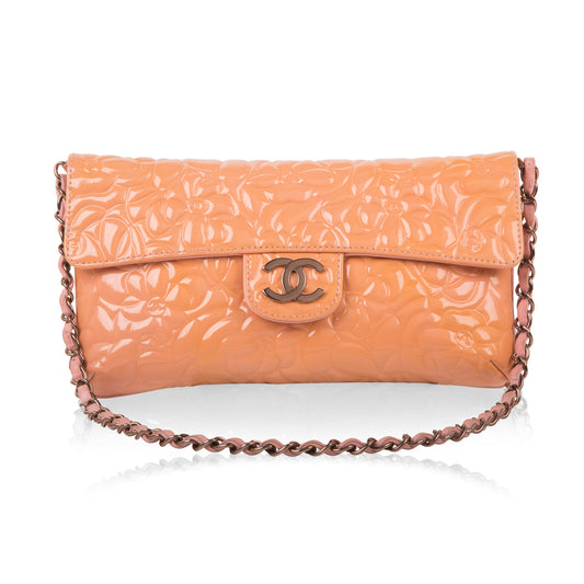 Chanel Peach Patent Camellia Bag
