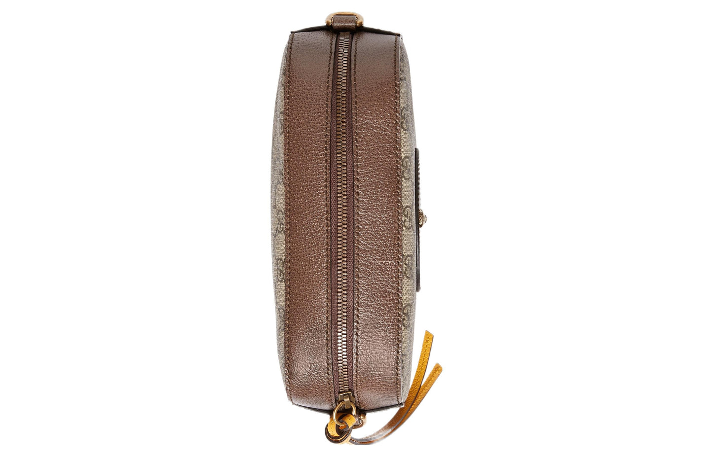 GUCCI Neo Metallic Tiger Head Logo Stripe Webbing Shoulder Messenger Bag Unisex / / Brown / Yellow 476466-K9GVT-8856