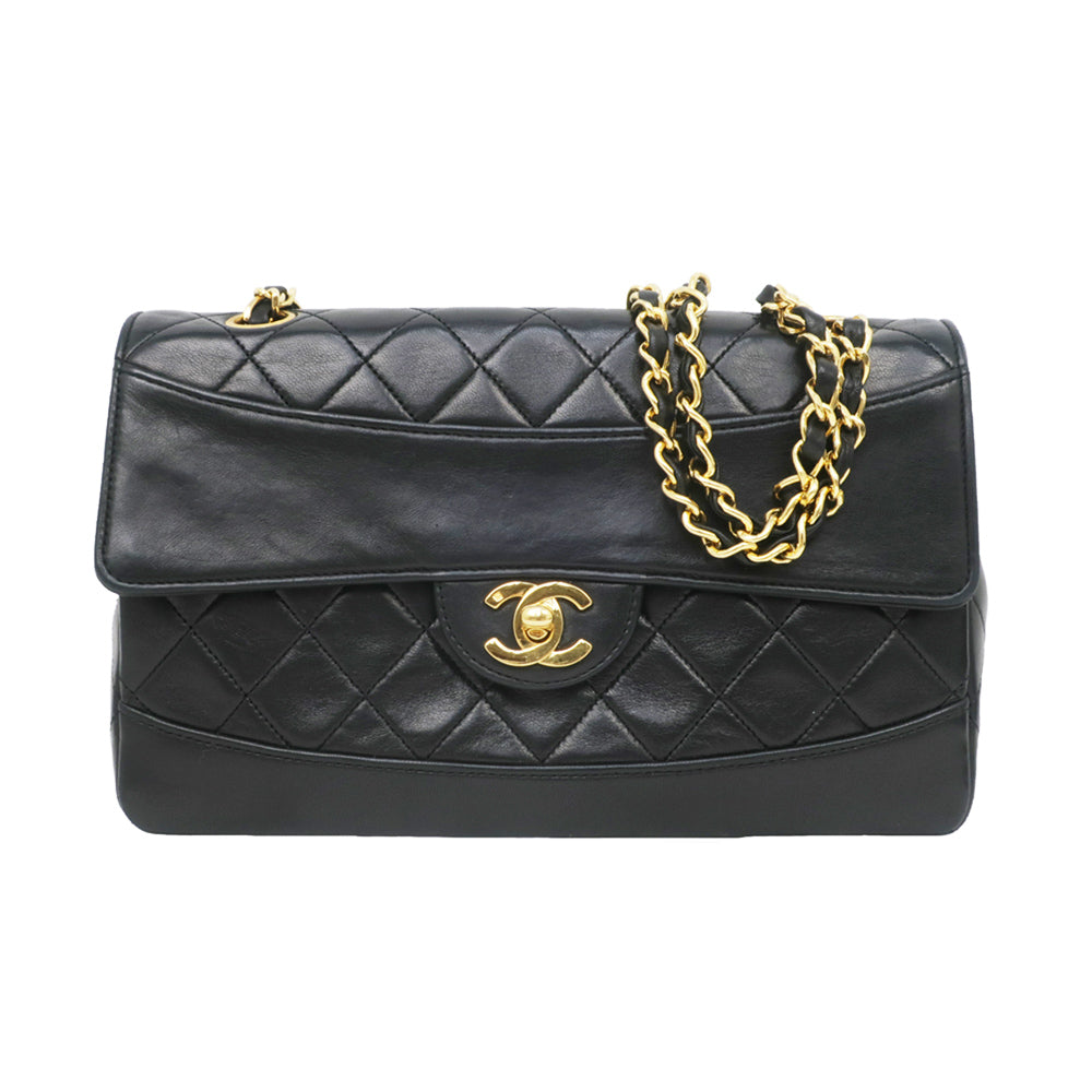 CHANEL Chanel Matrasse Diana W Chain Shoulder Bag Removable Pochette Black