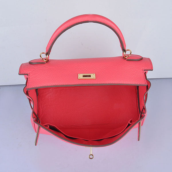 Luxury Hermes Kelly 32cm Togo Leather Handbag 6108 Lip Pink Golden