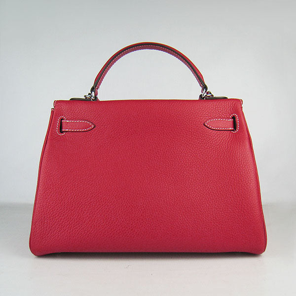 Luxury Hermes Kelly 32cm Togo Leather Handbag Red/Silver