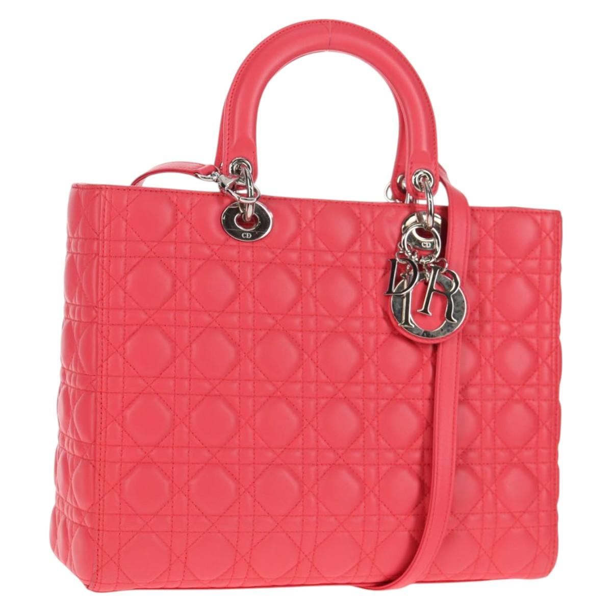 Christian Dior Lady Dior Bag Leather Pink Leather Bag ()