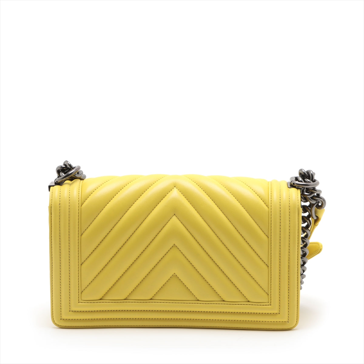 Chanel Boy Chanel 25 Chain Shoulder Bag V Stitch Yellow Silver