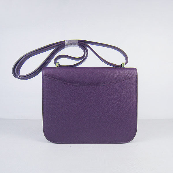 Luxury Hermes Constance Cowskin Leather Bag purple silver