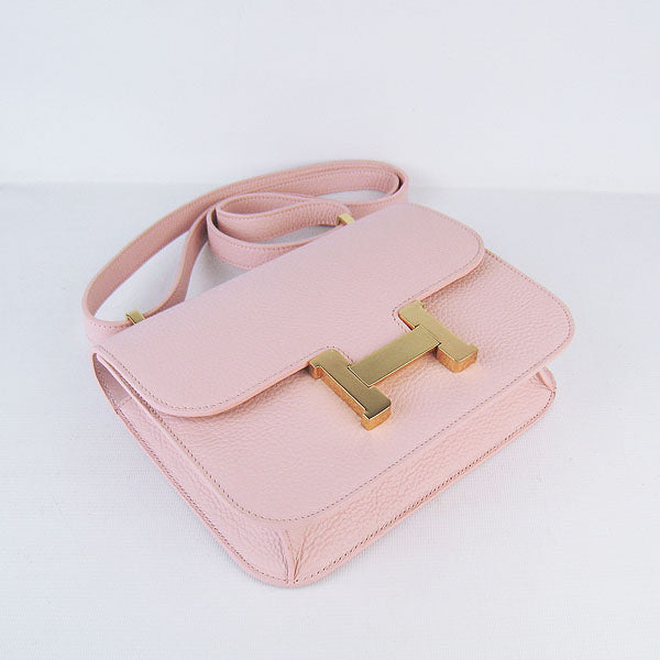 Luxury Hermes Constance Cowskin Leather Bag pink golden