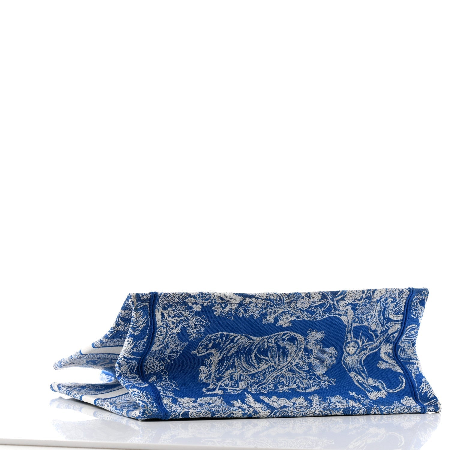 Christian Dior Canvas Embroidered Medium Dioriviera Toile De Jouy Book Tote Fluorescent Blue