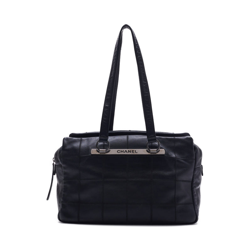 CHANEL CHOCOLATE BAR LOGO MARKING ULTRASETCH BOSTON TORTBACK CABIAS SKIN BLACK (Silver G) HANDBACK LADY BAG HYBRAND ( Ship) HYBRAND SHOP ONLINE SHOP