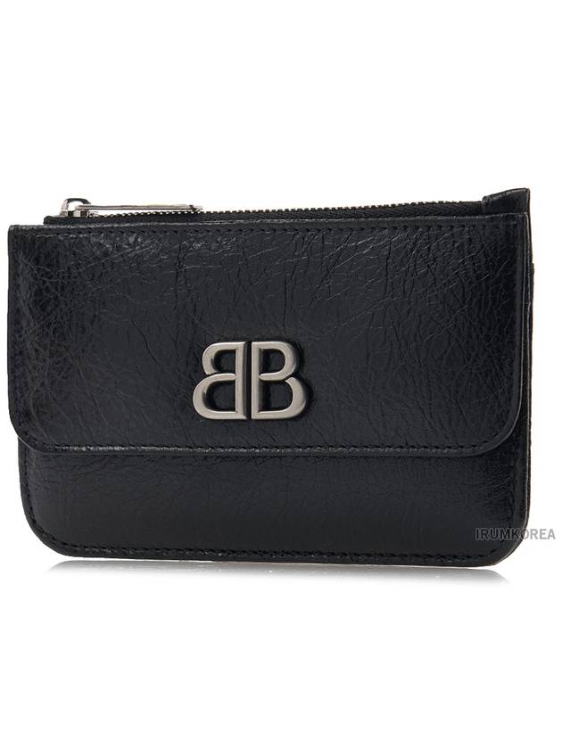 Luxury Balenciaga Trending 2025 BB Logo Zipper Card Wallet Black