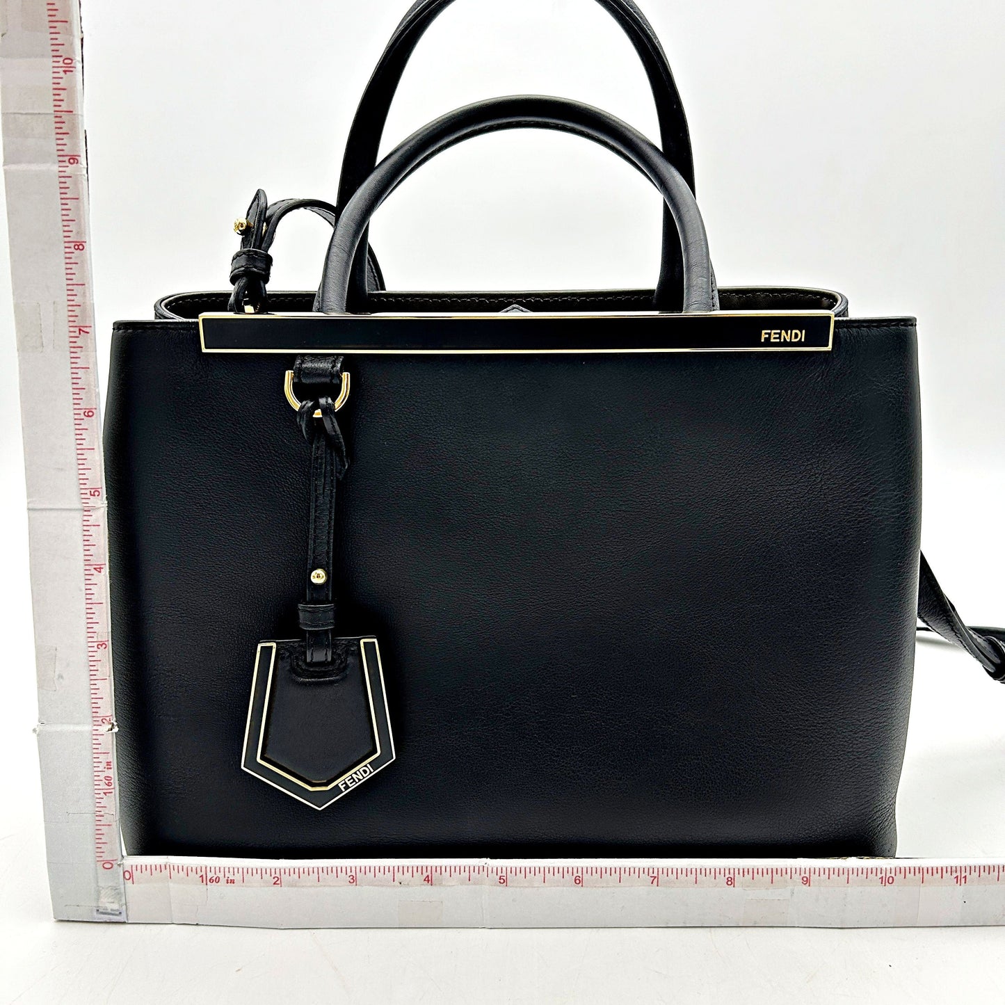 Fendi Black Saffiano Leather Petite Sac 2jours Elite Tote Bag LA15790