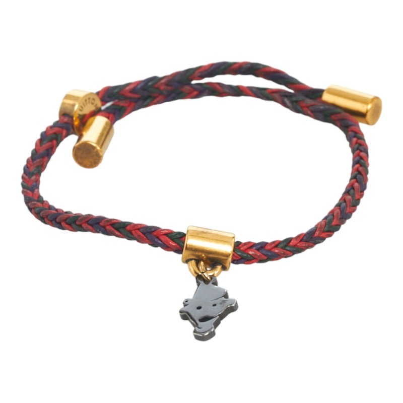 Louis Vuitton Bracelet MP234E Red Black Gold Leather Louis Vuitton