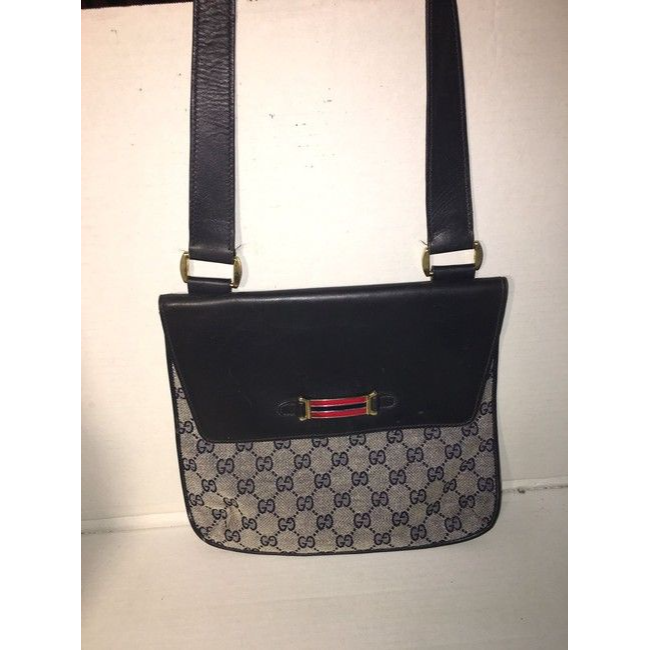 Gucci Envelope Leather Canvas Shoulder Bag
