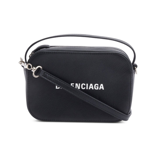 Balenciaga Black Calfskin Leather Logo Mini Cash Crossbody