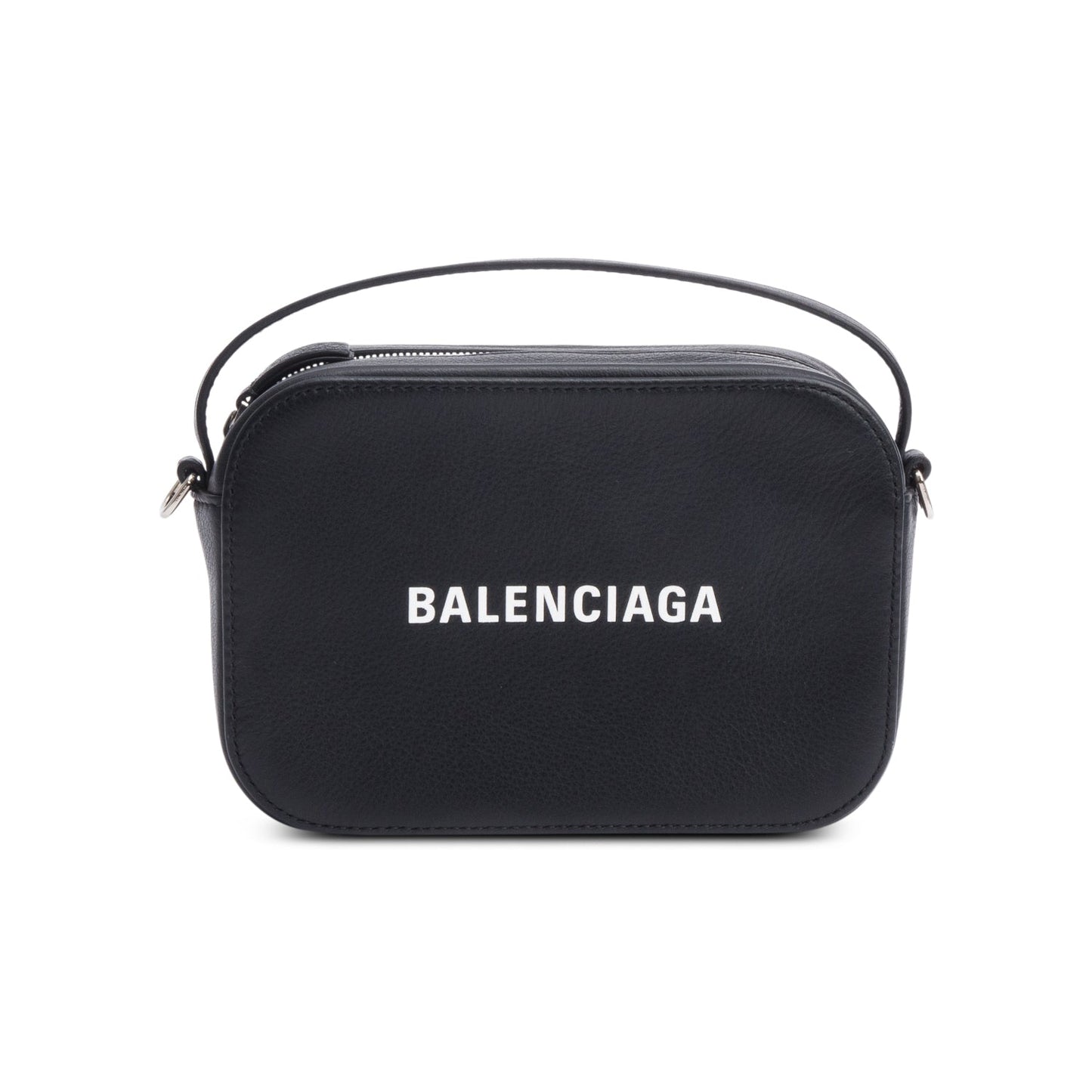 Balenciaga Black Calfskin Leather Logo Mini Cash Crossbody
