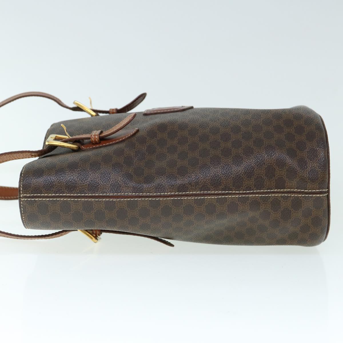 Luxury CELINE Macadam Canvas Shoulder Bag PVC Leather Brown 60044