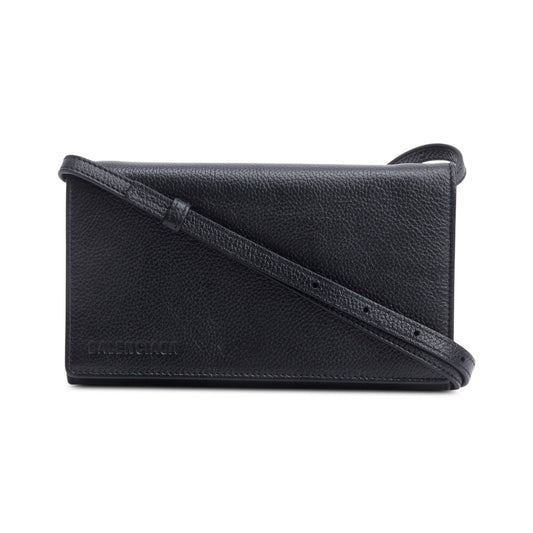 Balenciaga Black Calfskin Leather Small Logo Flap Crossbody