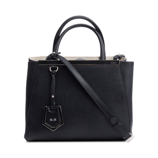 Fendi Black Vitello Elite Leather Petite 2Jours Tote