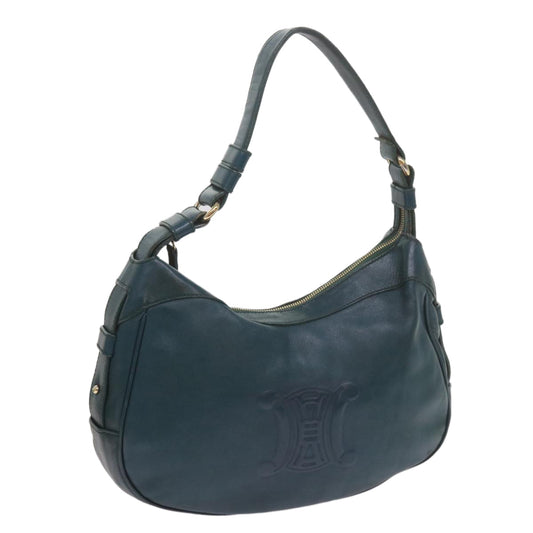 Luxury CELINE Shoulder Bag Leather Blue 60323