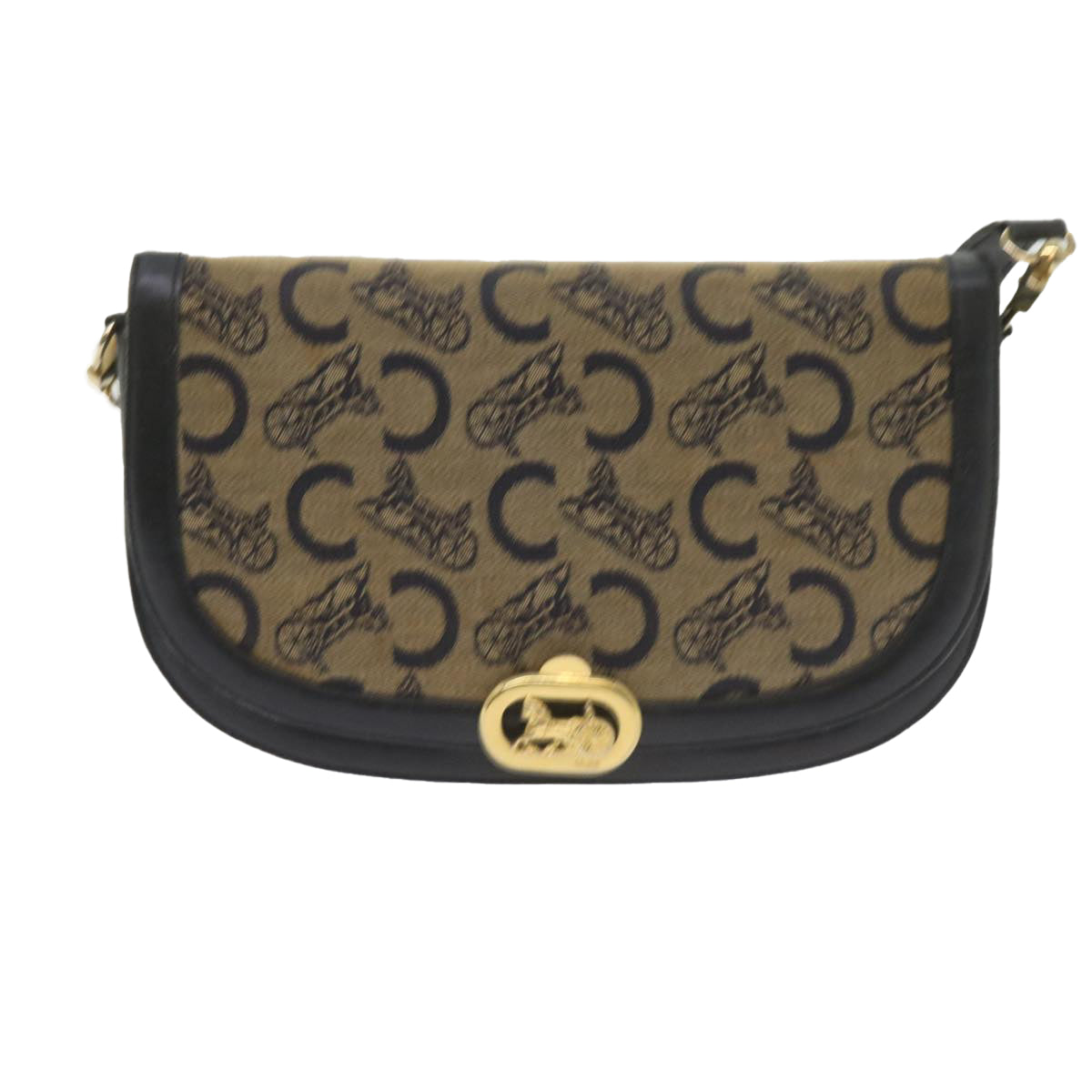 Luxury CELINE C Macadam Canvas Shoulder Bag Navy 60439