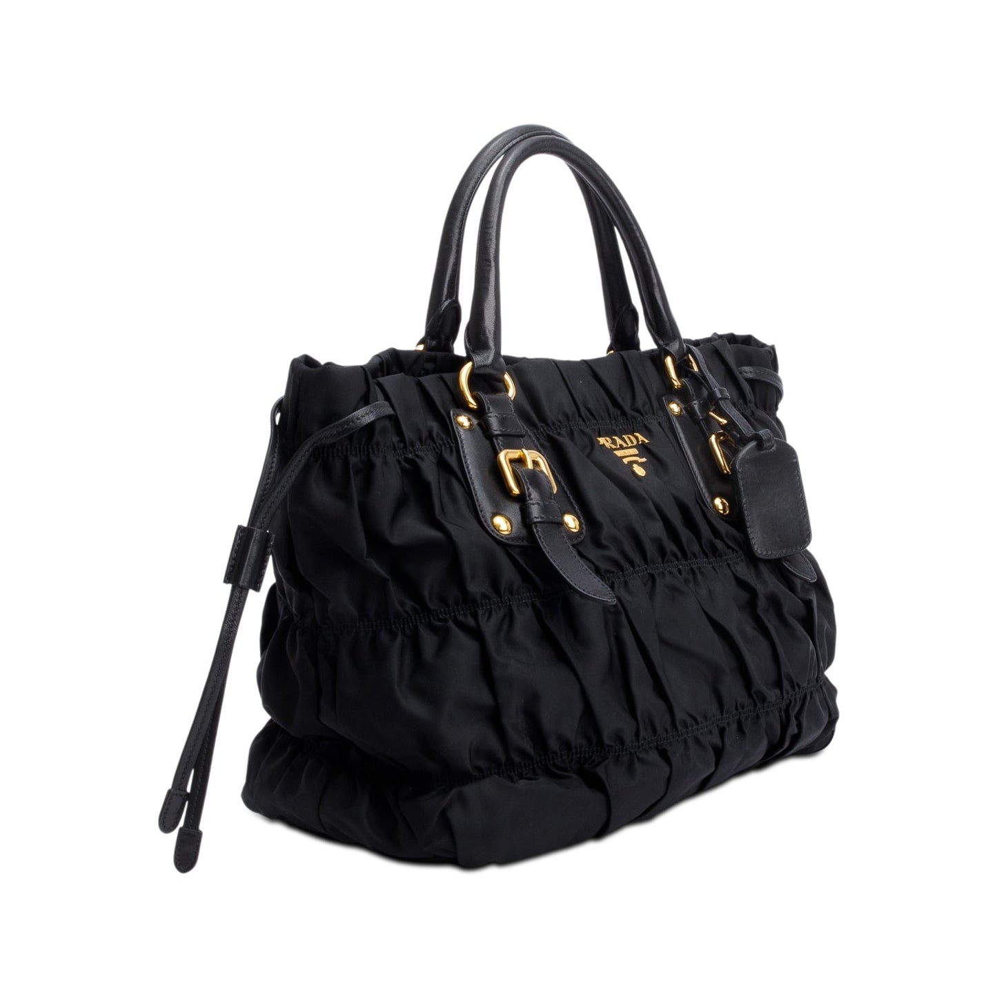 Prada Black Leather-Trimmed Tessuto Gaufre Tote