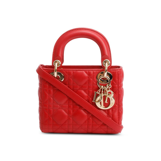 Christian Dior Red Cannage Leather Mini Lady Dior Bag