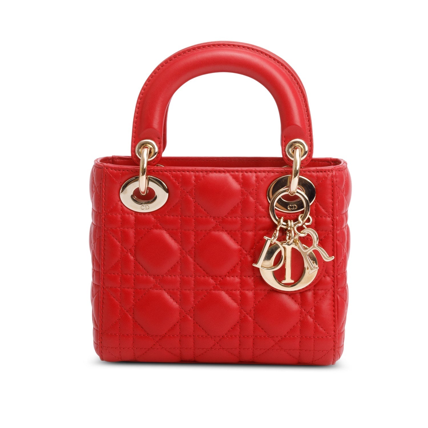 Christian Dior Red Cannage Leather Mini Lady Dior Bag