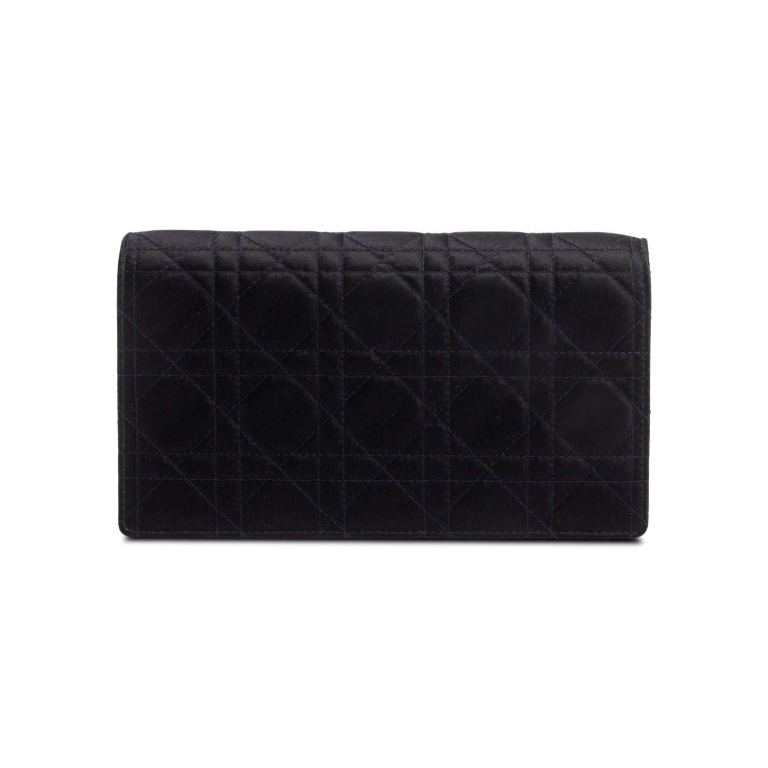 Christian Dior Black Cannage Satin Lady Dior Chain Pouch