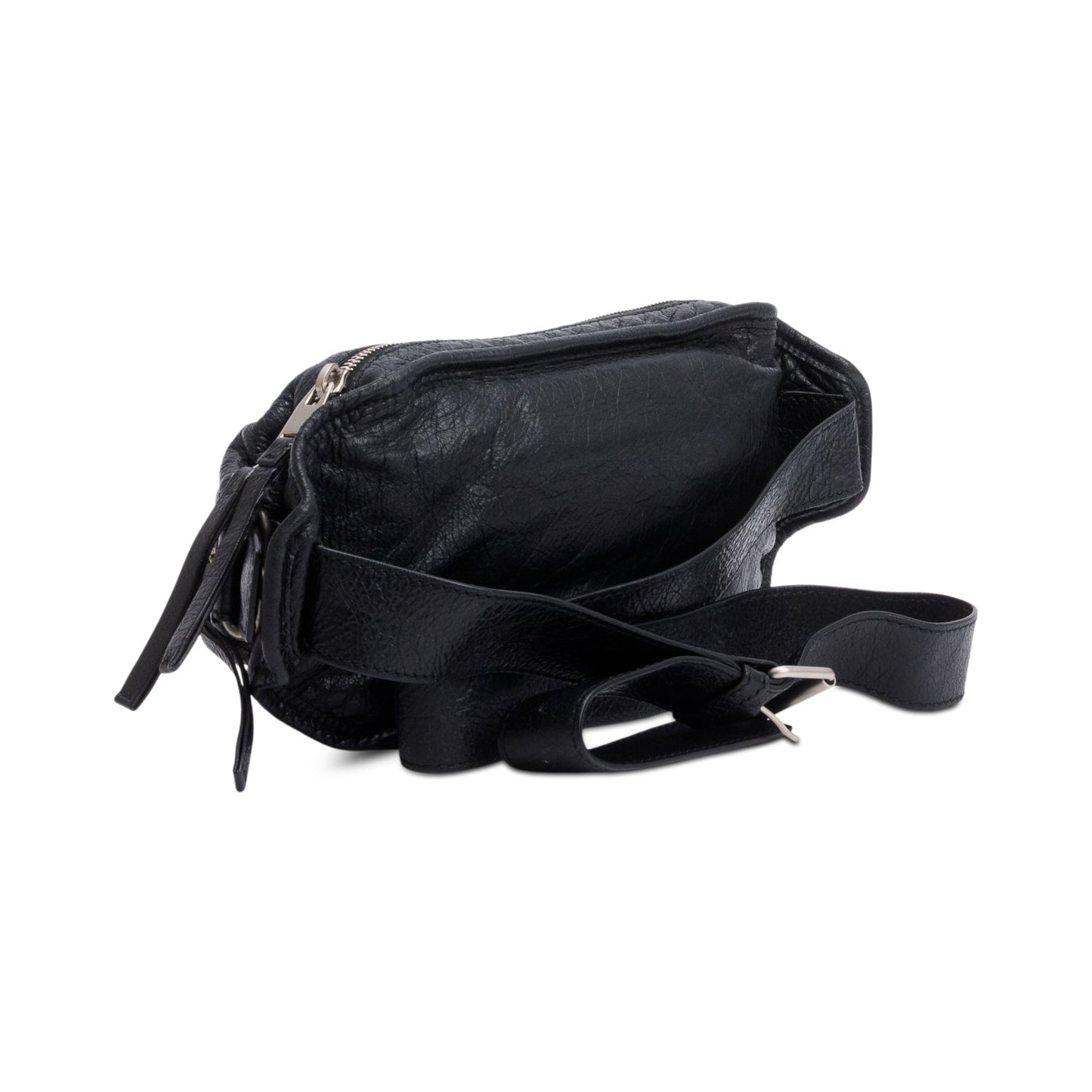 Balenciaga Black Arena Leather Classic Motocross Neo Lift Hip Bag